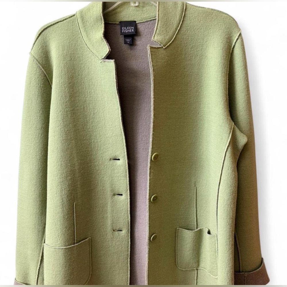 Vintage Eileen Fisher Light Olive Green Wool Jacket